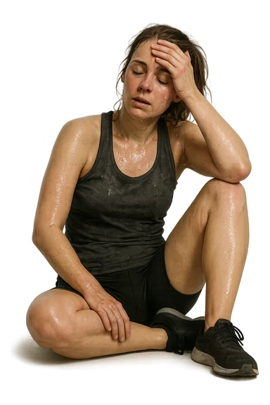 donna molto stanca dopo il workout sticker