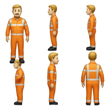 white man standing wearing orange hi visibility overalls  sticker