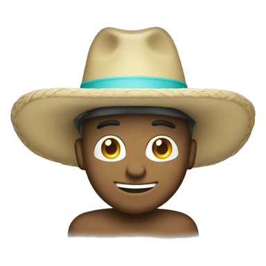 emoji sonriente con sombrero celeste y blanco sticker