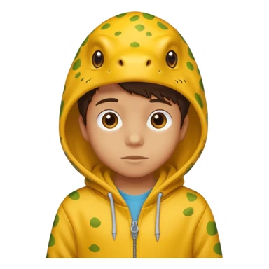 kid in yellow dinosaur hoodie sticker