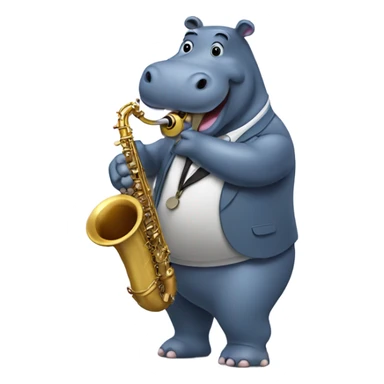 Hippo playing sax in nyc sticker