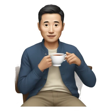Korean man drinks tea sticker