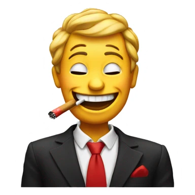 Red laughing emoji smoking cigarette  sticker