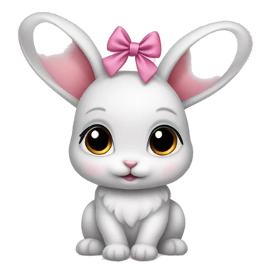 Baby bunny with coquette bow on ear sticker
