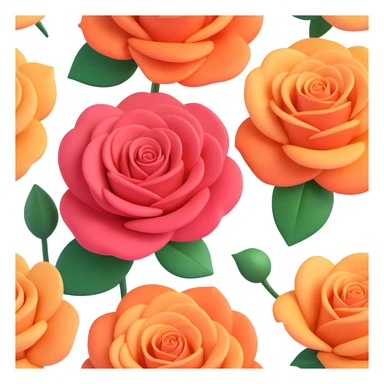 Redraw the illustration with roses in iOS 3D style: volumetric soft shapes, smooth gradients, realistic shadows, modern look like iOS icons. No text, light or transparent background. sticker