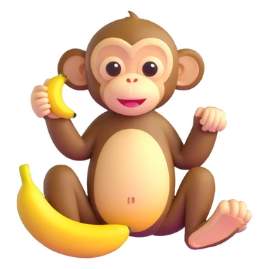 baby monkey peeling a banana sticker