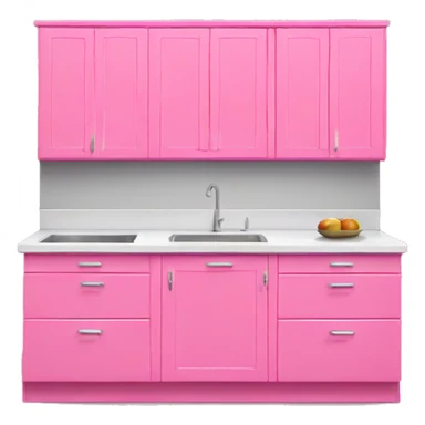 Realistic front facing bubblegum pink hanging kitchen cabinets. sticker