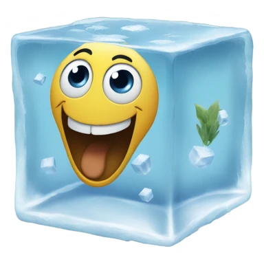 emoji smiley face frozen in an ice cube sticker
