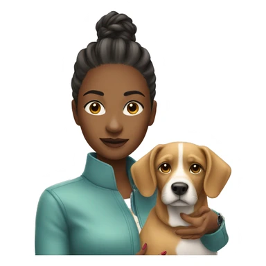 selfie of stylish girl indoors with dog  sticker