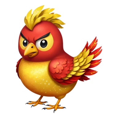 glitter red and yellow anger bird sticker