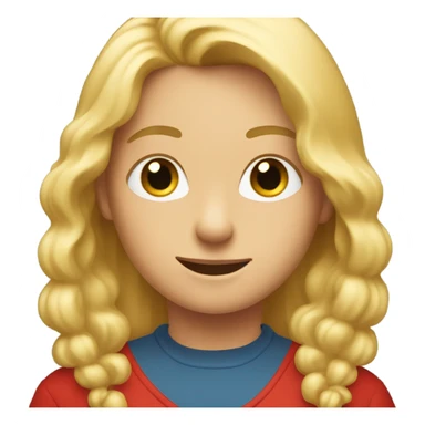 An emoji of a young friend with blond hair and a red top. sticker