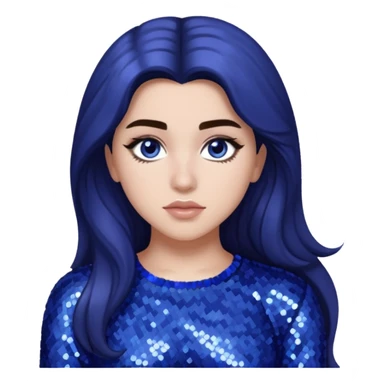 Lauren Jauregui from Fifth Harmony with long dark brown hair, periwinkle sequin outfit sticker