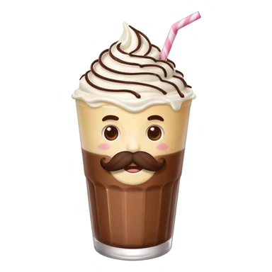milkshake with a face andmustache sticker