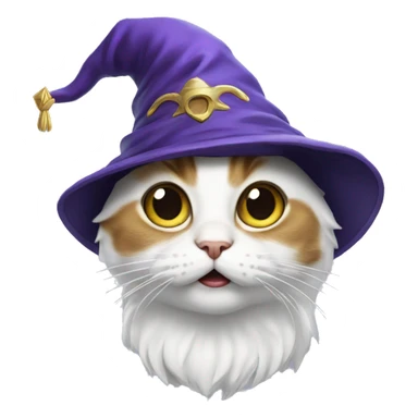 Suprised cat with a wizard hat  sticker