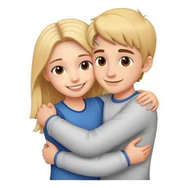 smiling girl with boy hug sticker