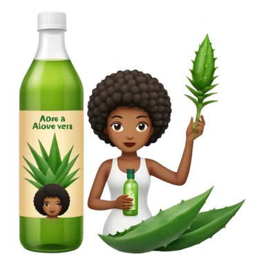 Bottle of Aloe Vera Pre-Poo. The label on the bottle should have a picture of a black woman with afro holding aloe. vera leaf. sticker