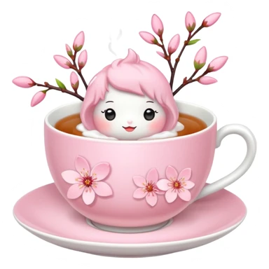Cute Pastel pink Cherry Blossom Sakura Tea sticker
