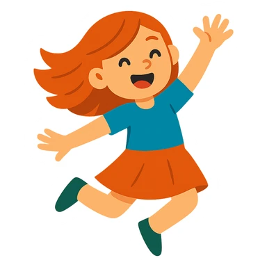 red-haired girl in a playful pose, jumping or dancing sticker