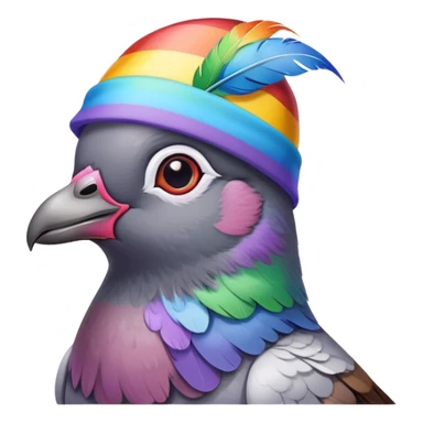 pigeon with rainbow hat sticker