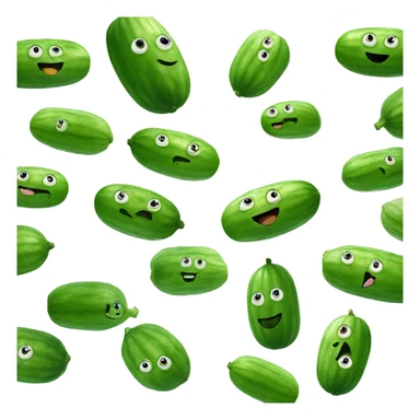 a cucumber with a smiley face and hands floating in the air sticker