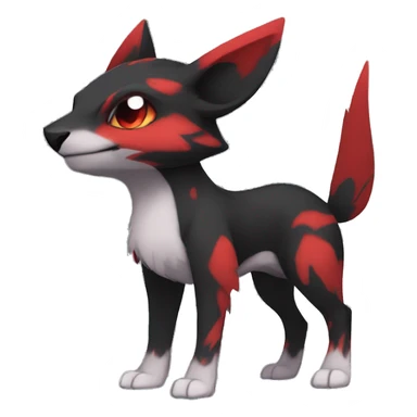 cute edgy black red animal hybrid Fakemon full body sticker