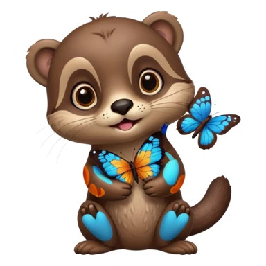 otter with butterflies and idea sticker