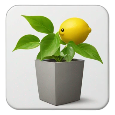 lemon Epipremnum aureum on a cement square pot sticker