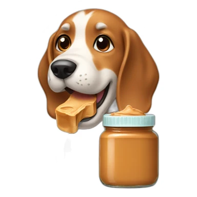 dog licking a jar of peanut butter sticker
