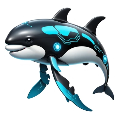 dystopian cybernetic android orca sticker