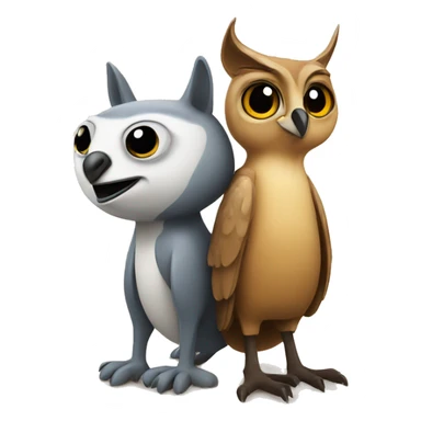 An owl and a kangaroo sticker