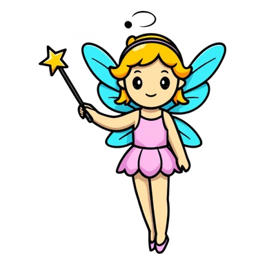 Fairy with sparkling wings and wand sticker