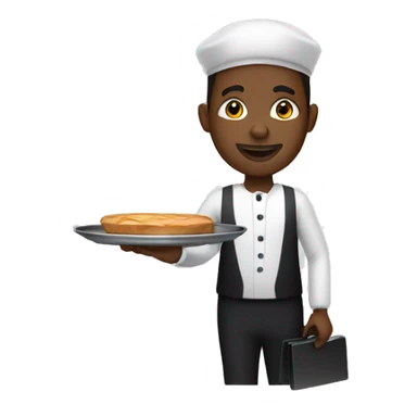Black waiter holding a tray sticker