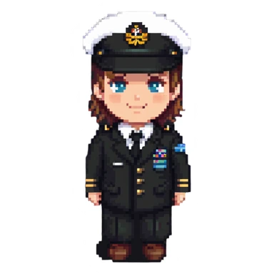airline pilot captain with uniform and cap sticker