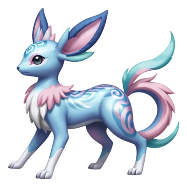 Meloetta-Sylveon-Dialga-Suicune-Palkia-fusion-animal-hybrid-creature, full body  sticker