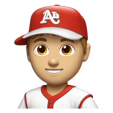 baseball pitcher in red and white uniform RD on hat sticker