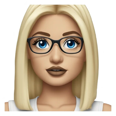 Hyper real blonde kylie jenner with blue eyes and glasses  sticker