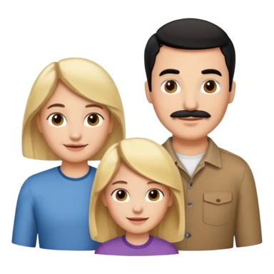 Family of 5: Mom, dad, 2 boys, one girl. Kids have blonde hair. Mom has light brown hair. Dad has black hair with mustache. sticker