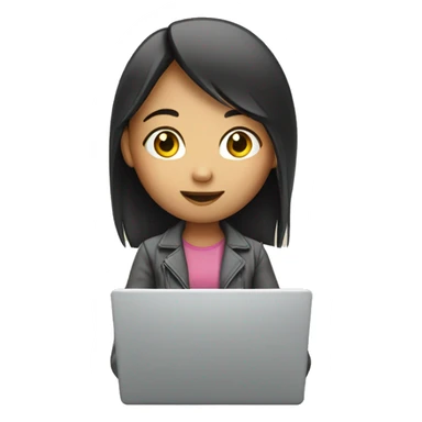 asian girl with laptop sticker