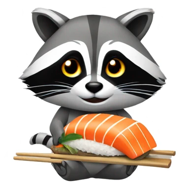 Raccoon with sushi sticker