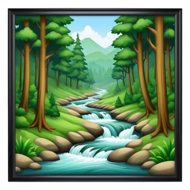 forest with a flowing river sticker
