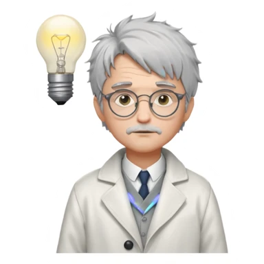 Pixel art, WorldBox style.
Human character with “Genius” trait: grey messy hair, small round glasses, white scholar coat, thoughtful face.
Add small glowing lightbulb or spark above head to show high intelligence.
Full body, front view, no background, 32x32 or 64x64 pixels. sticker