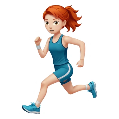 create a redhead girl dressed in a matching set running sticker