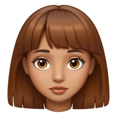 girl with brown hair bangs and brown eyes tan skin mole above lip sticker