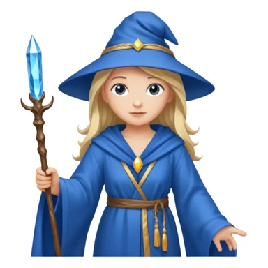 girl Wizard in blue robe with crystal-topped staff sticker