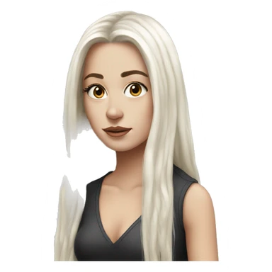 Hyper realism white girl with long black hair sticker