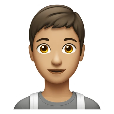 Teenager brunette whit short hair and straight sticker