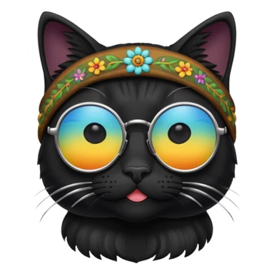 Black cat with hippie sunglasses sticker