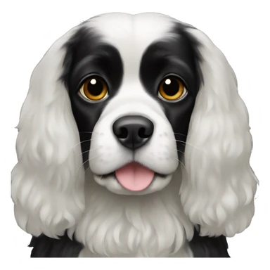 completely black small king spaniel with black fur on his whole face and white fur on chest sticker