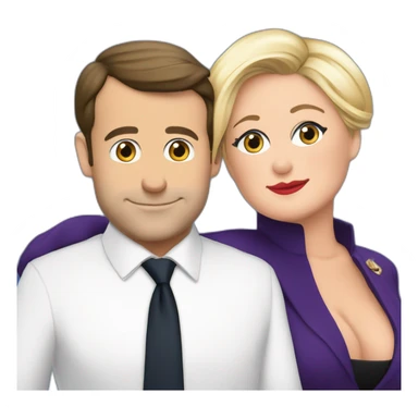 Macron et marine le Pen font un bisou sticker