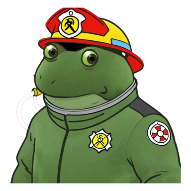 bufo in a fire fighter suit sticker